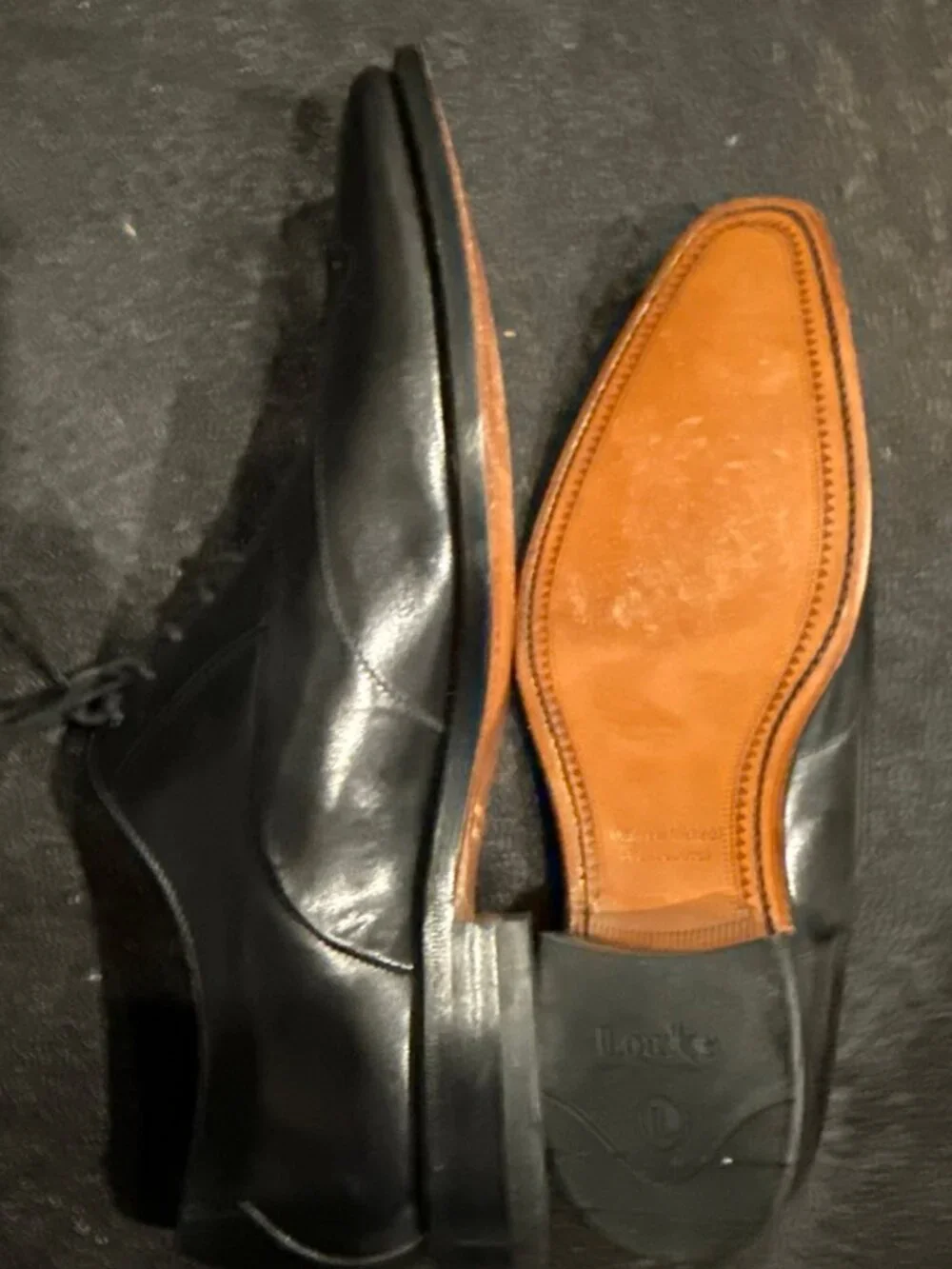Loake Design Gunny Black Calf Leather Lace-Up Brogues Shoes 9.5D